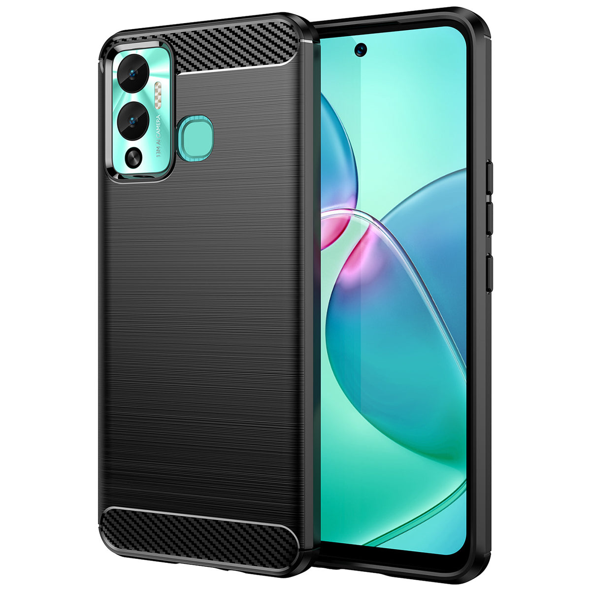 Anglies dėklas, skirtas Infinix Hot 12 Play NFC / Hot 12 Play lankstus silikoninis anglies dangtelis juodas -- Cell phone...