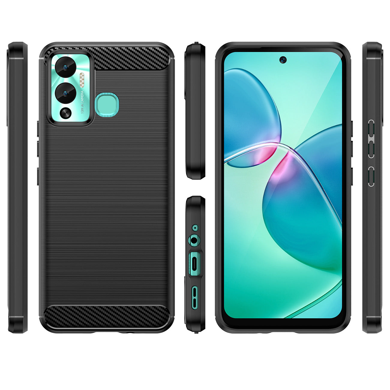 Anglies dėklas, skirtas Infinix Hot 12 Play NFC / Hot 12 Play lankstus silikoninis anglies dangtelis juodas -- Cell phone...
