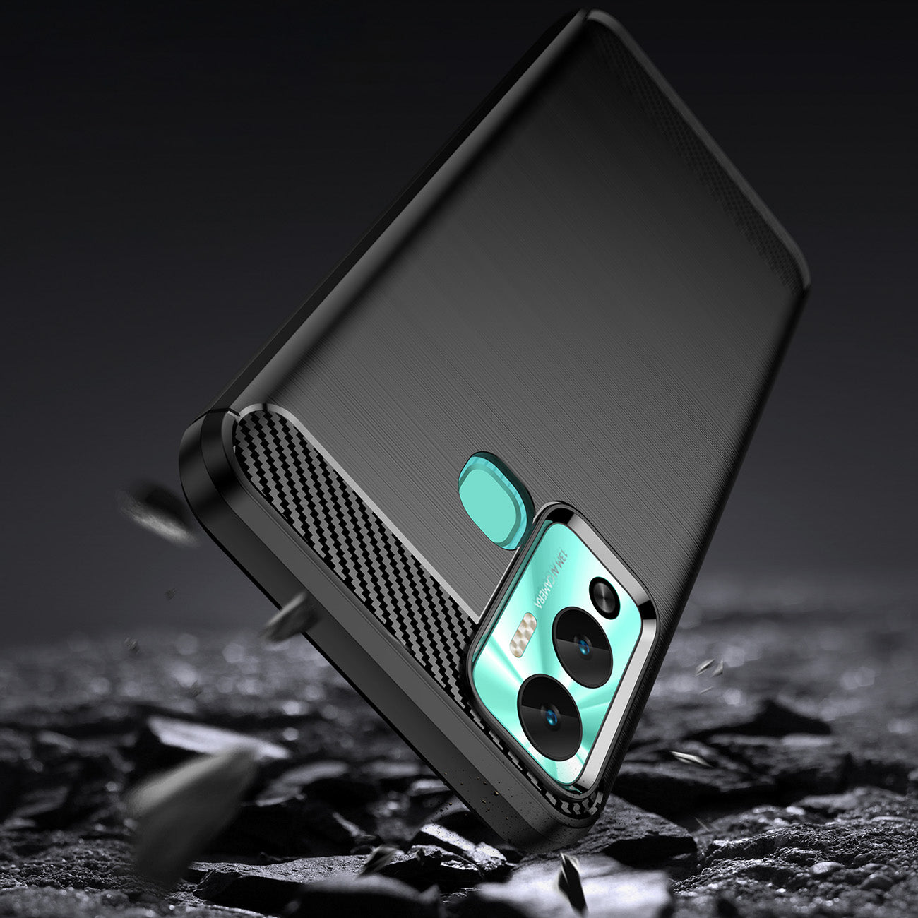 Anglies dėklas, skirtas Infinix Hot 12 Play NFC / Hot 12 Play lankstus silikoninis anglies dangtelis juodas -- Cell phone...