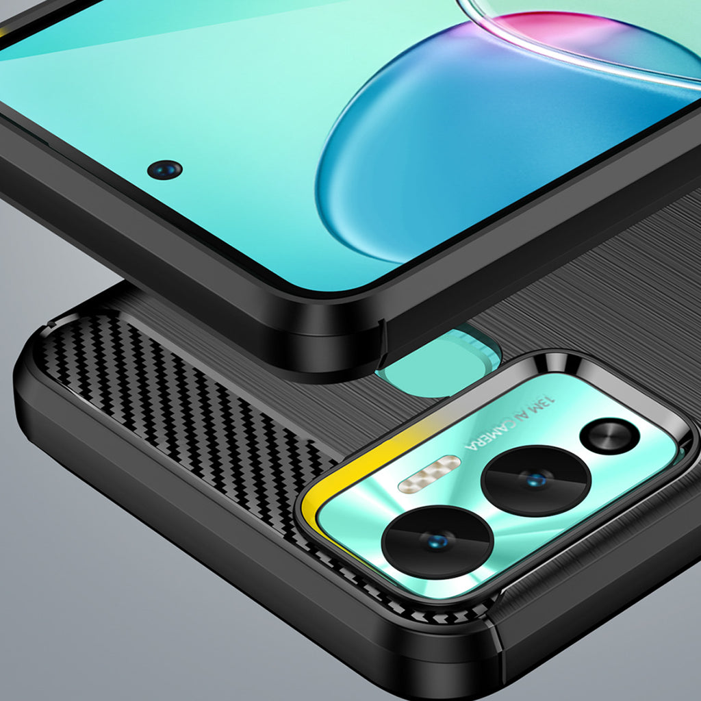 Anglies dėklas, skirtas Infinix Hot 12 Play NFC / Hot 12 Play lankstus silikoninis anglies dangtelis juodas -- Cell phone...