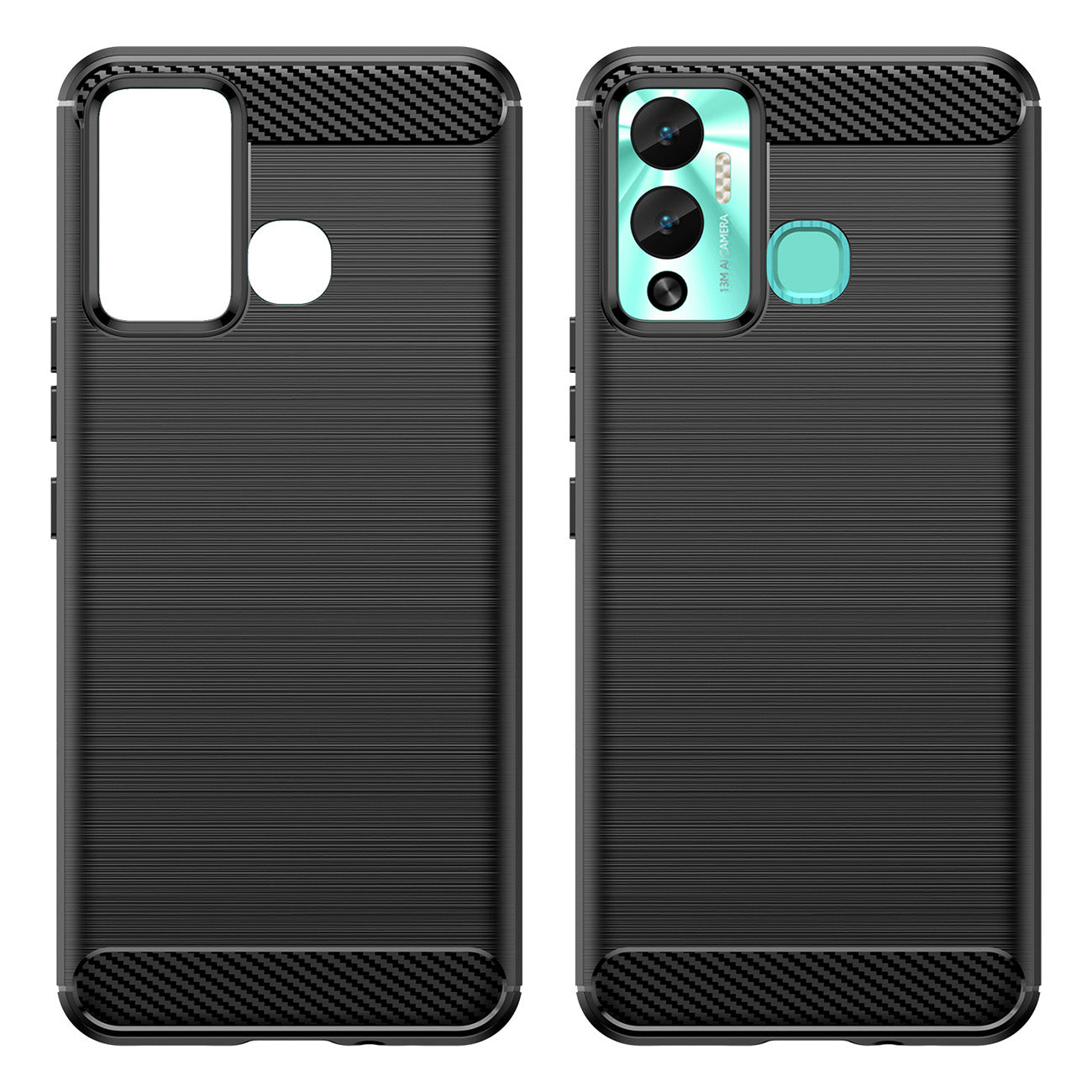 Anglies dėklas, skirtas Infinix Hot 12 Play NFC / Hot 12 Play lankstus silikoninis anglies dangtelis juodas -- Cell phone...