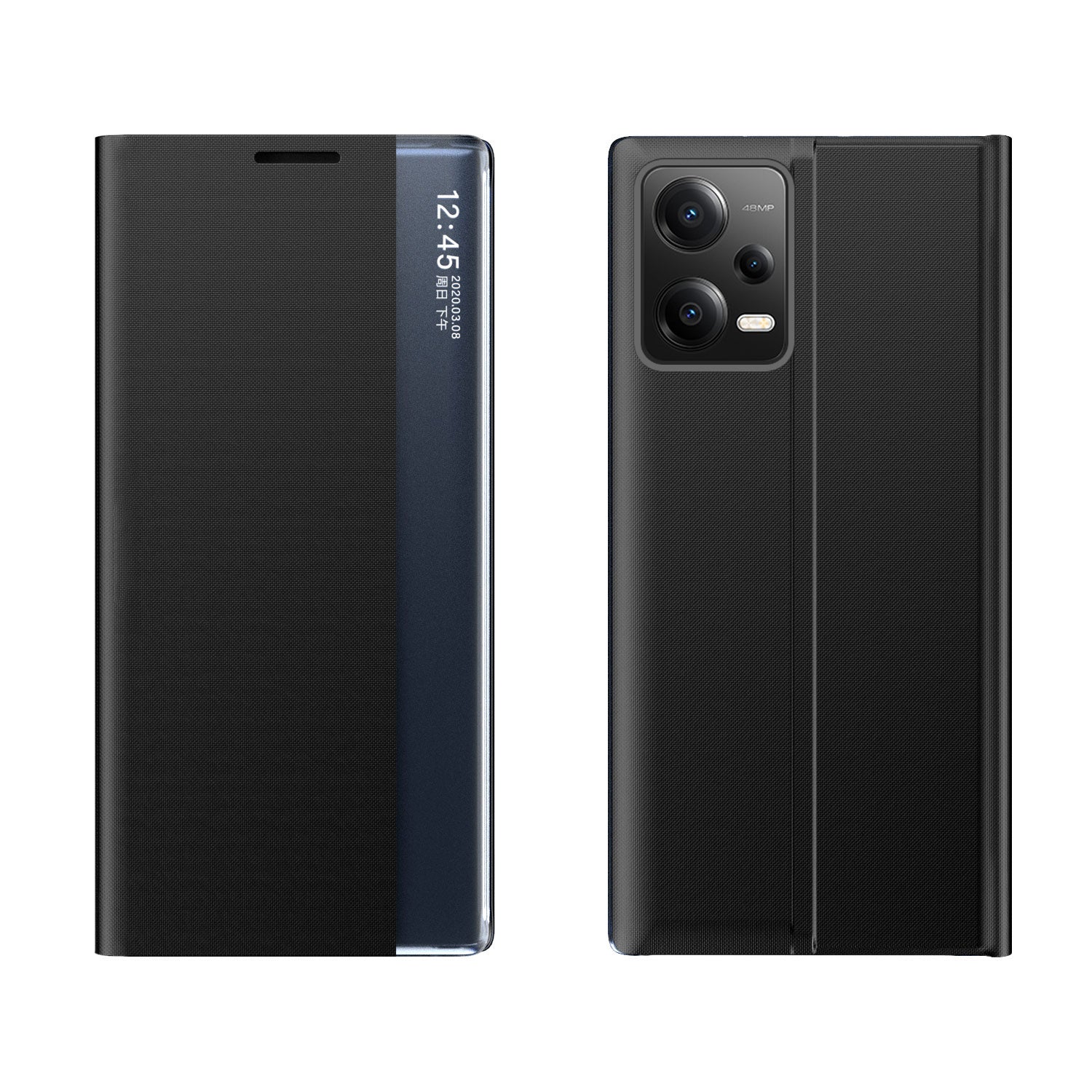 Atverčiamas dėklas su stovu Redmi Note 12 5G / Poco X5 5G – juodas -- Xiaomi Redmi Note 12