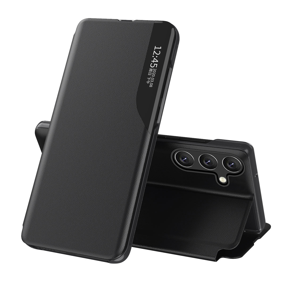 Eco Leather View dėklas Samsung Galaxy A24 4G – juodas