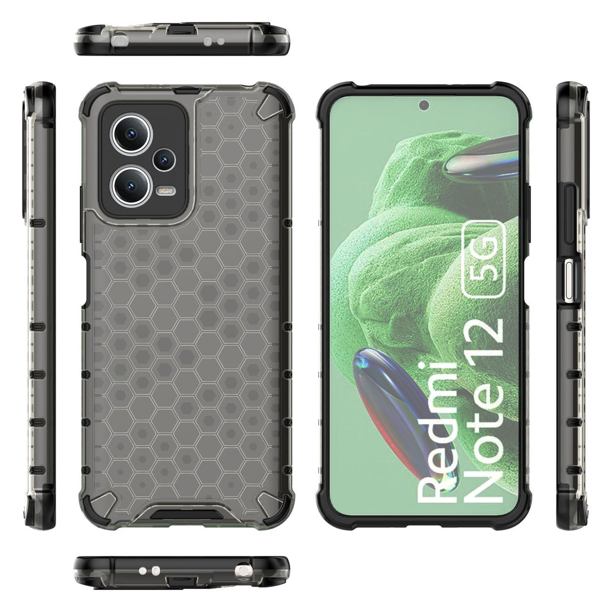 Honeycomb dėklas Xiaomi Redmi Note 12 5G / Poco X5 5G – juodas -- Xiaomi Redmi Note 12
