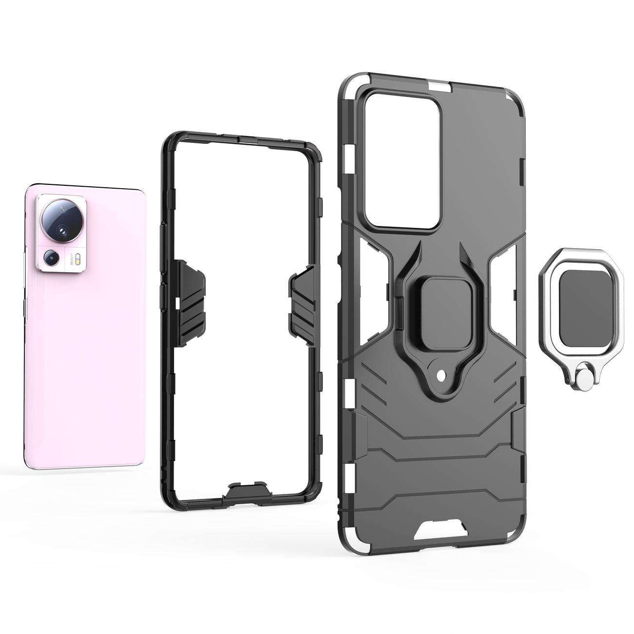 Ring Armor dėklas Xiaomi 13 Lite – juodas, su žiedu -- Xiaomi 13 Lite