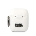 Karl Lagerfeld silikoninis AirPods 1/2 dėklas – baltas