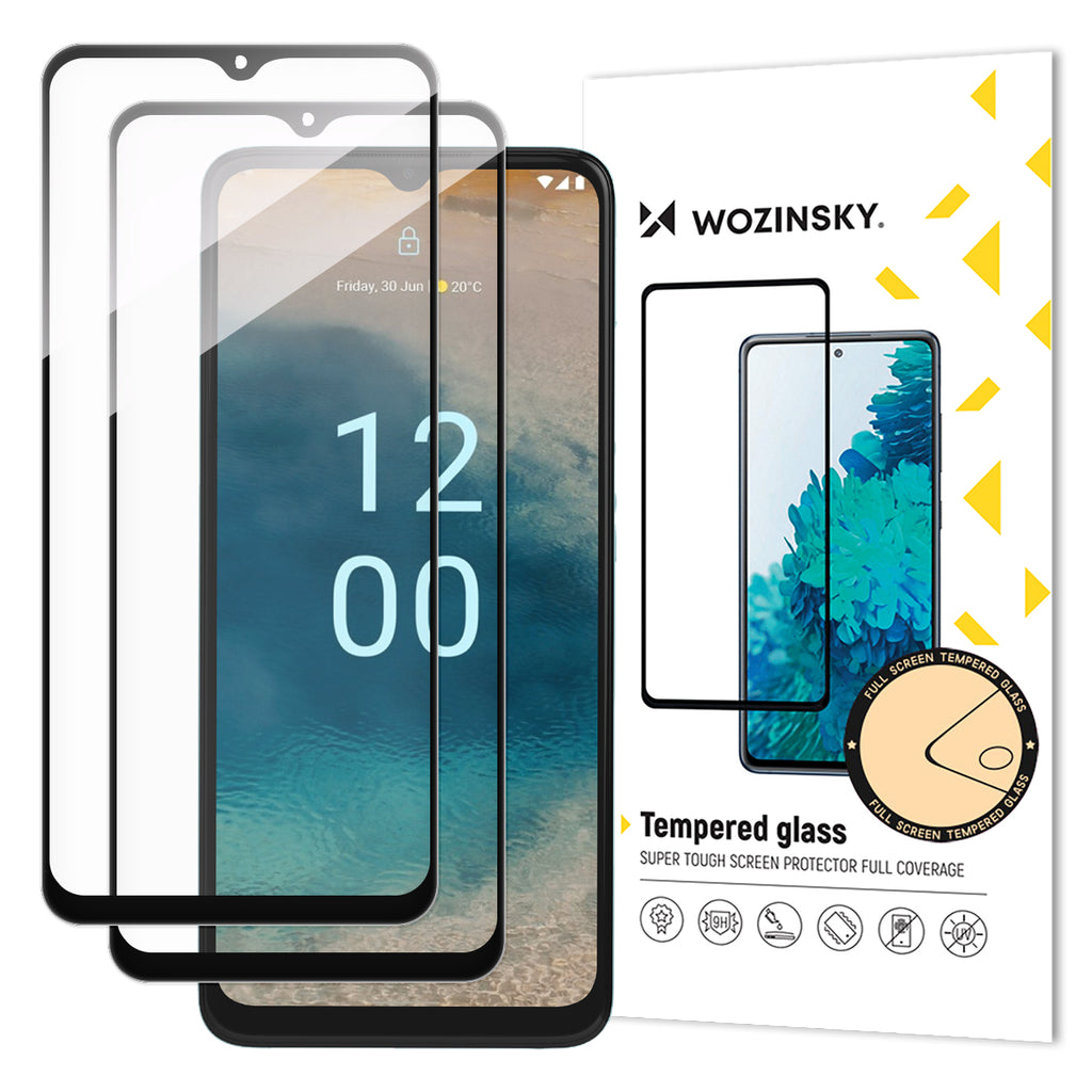 Wozinsky Visas klijais grūdintas stiklas 2x grūdintas stiklas, skirtas Nokia G22 9H viso ekrano visas dangtis With juodas...