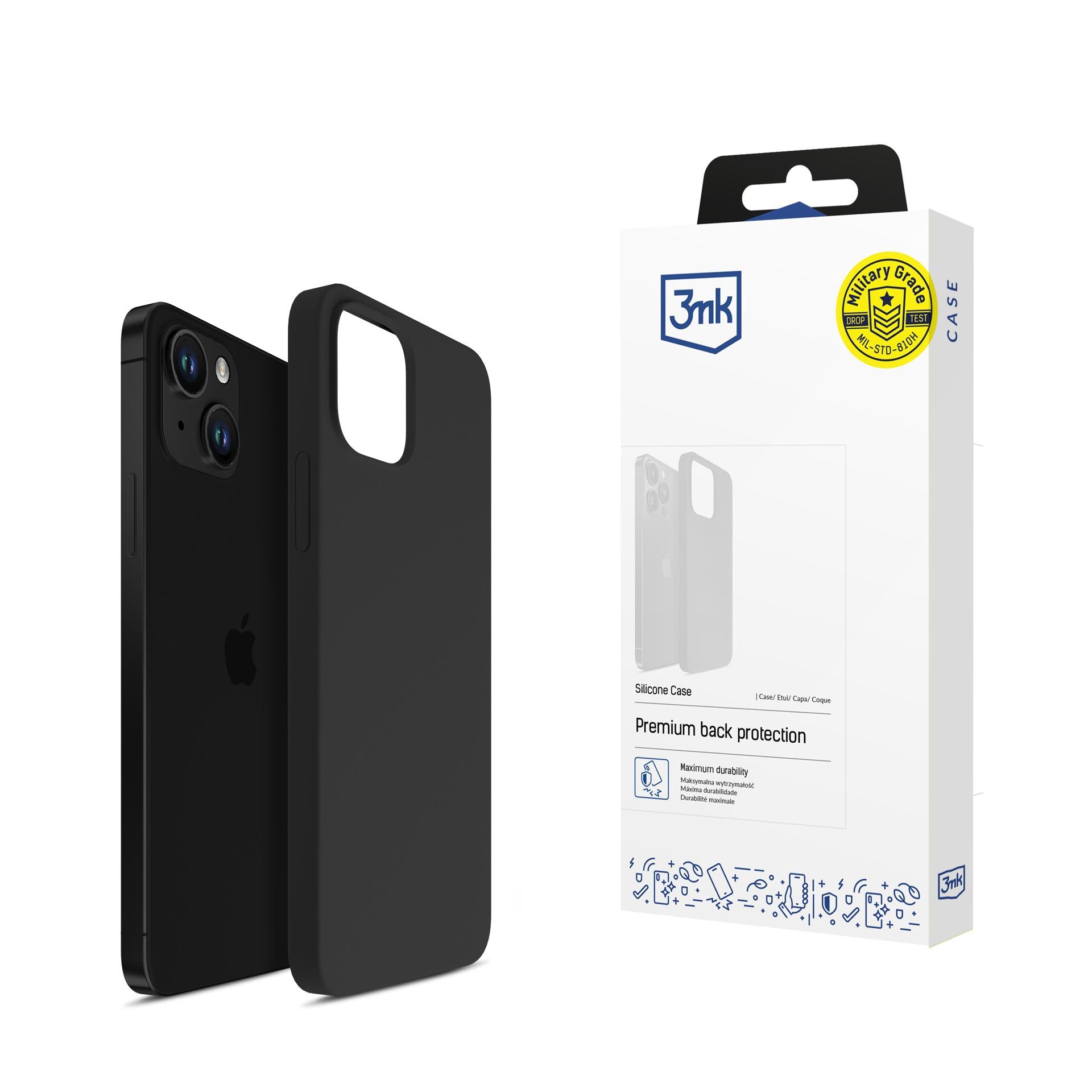 iPhone 14 Plus 3mk silikoninių dėklų serija – juoda
