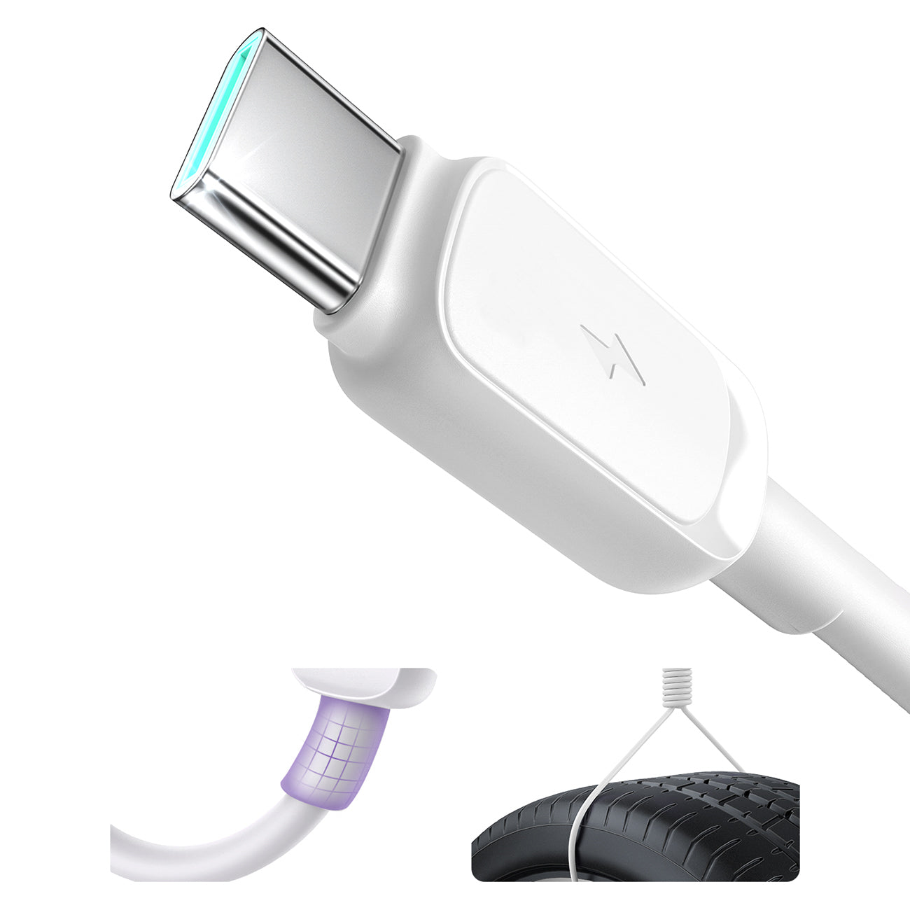 Joyroom Multi-Color Series A14 USB-A / USB-C 3A Laidas 1.2 m - baltas