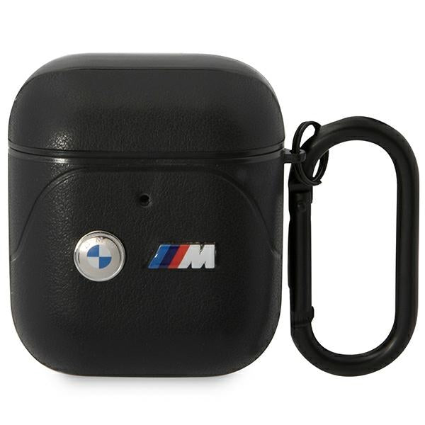 BMW Leather Curved Line dėklas AirPods 1/2 – juodas