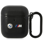 BMW Leather Curved Line dėklas AirPods 1/2 – juodas