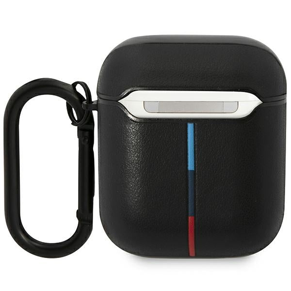 BMW Leather Curved Line dėklas AirPods 1/2 – juodas