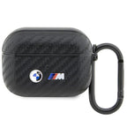 BMW AirPods Pro dėklas – juodas, Carbon Double Metal Logo