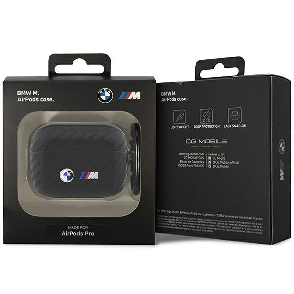 BMW AirPods Pro dėklas – juodas, Carbon Double Metal Logo