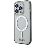 BMW Silver Ring MagSafe dėklas iPhone 14 Pro – skaidrus