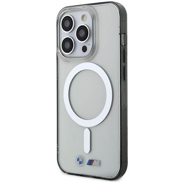 BMW Silver Ring MagSafe dėklas iPhone 14 Pro – skaidrus