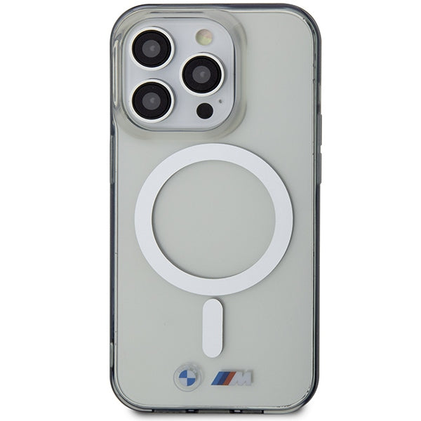 BMW Silver Ring MagSafe dėklas iPhone 14 Pro – skaidrus