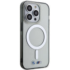 BMW Silver Ring MagSafe dėklas iPhone 14 Pro – skaidrus