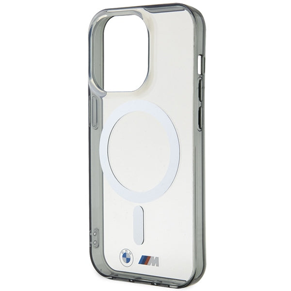 BMW Silver Ring MagSafe dėklas iPhone 14 Pro – skaidrus