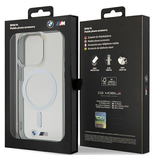 BMW Silver Ring MagSafe dėklas iPhone 14 Pro – skaidrus