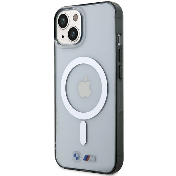 BMW Silver Ring MagSafe dėklas iPhone 14/15 Plus – skaidrus