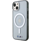 BMW Silver Ring MagSafe dėklas iPhone 14/15 Plus – skaidrus