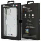 BMW Silver Ring MagSafe dėklas iPhone 14/15 Plus – skaidrus