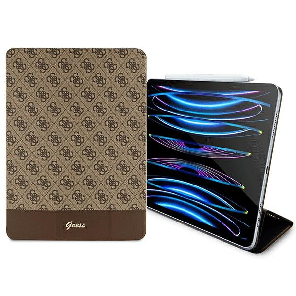 Guess 4G Stripe Allover dėklas, skirtas iPad Pro 12.9" - rudas