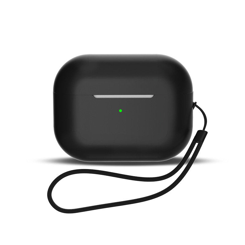 Silikoninis dėklas AirPods 1/2 su riešo dirželiu – juodas