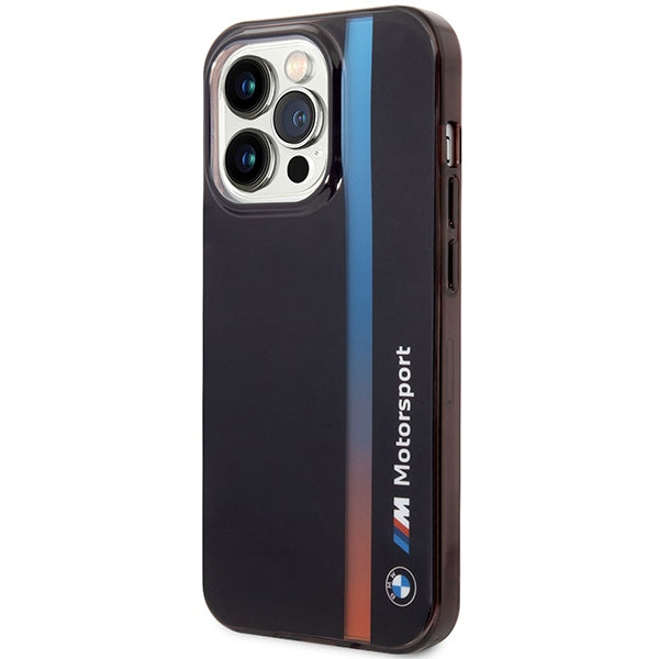 BMW Tricolor Stripe dėklas iPhone 14 Pro – juodas