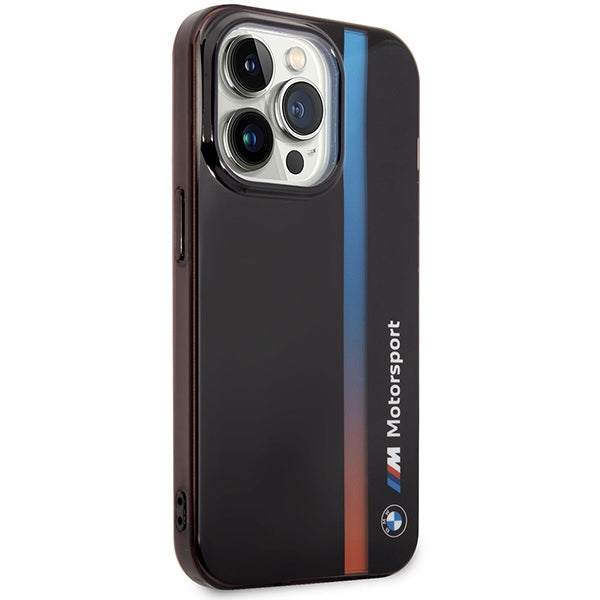 BMW Tricolor Stripe dėklas iPhone 14 Pro – juodas