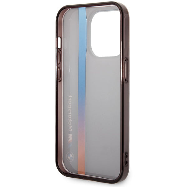 BMW Tricolor Stripe dėklas iPhone 14 Pro – juodas