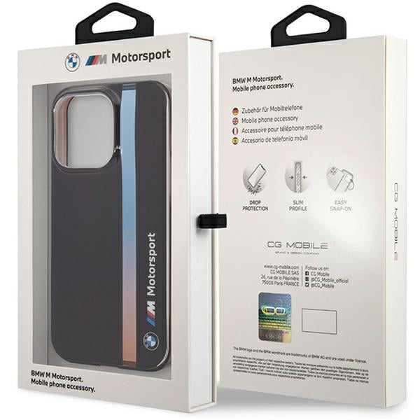 BMW Tricolor Stripe dėklas iPhone 14 Pro – juodas