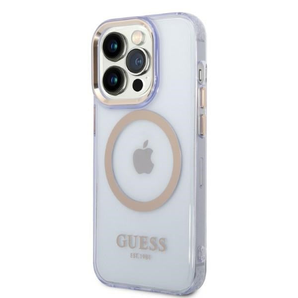 Guess MagSafe dėklas iPhone 14 Pro – violetinis -- iPhone 14 Pro