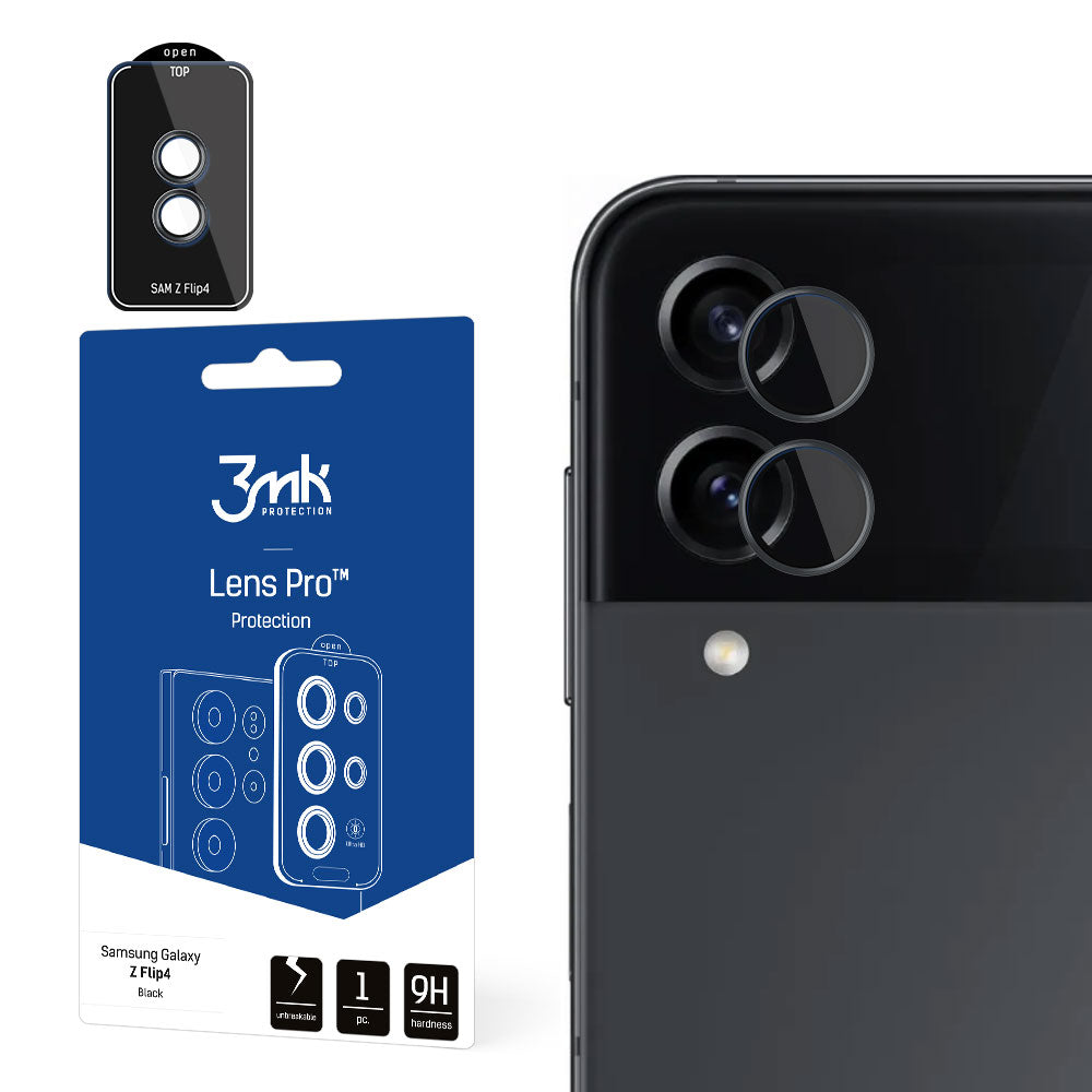 3mk Lens Protection Pro fotoaparato dangtelis, skirtas Samsung Galaxy Z Flip 4 – juodas -- Samsung Galaxy Z Flip 4