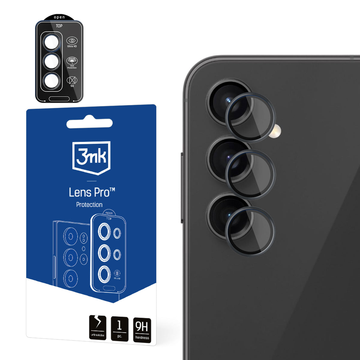 3mk Lens Protection Pro kameros dangtelis, skirtas Samsung Galaxy A14 / A34 5G – juodas -- Samsung Galaxy A14