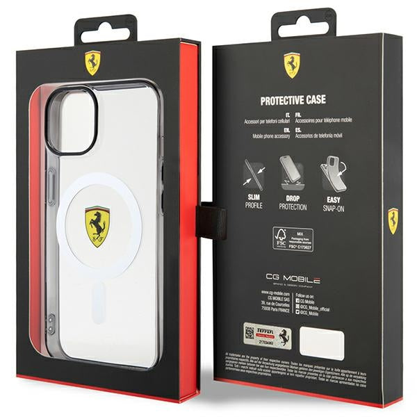 Ferrari MagSafe dėklas iPhone 14 Plus – skaidrus