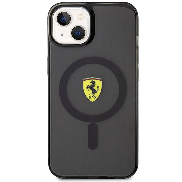 Ferrari MagSafe dėklas iPhone 14 – juodas, skaidrus