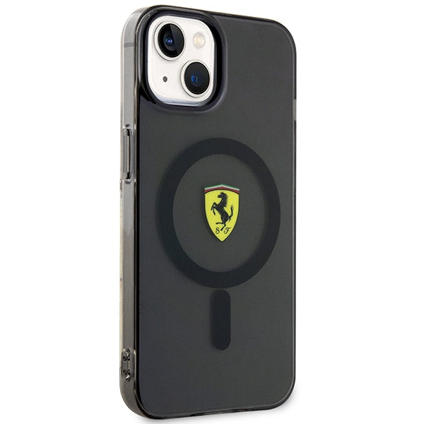 Ferrari MagSafe dėklas iPhone 14 – juodas, skaidrus