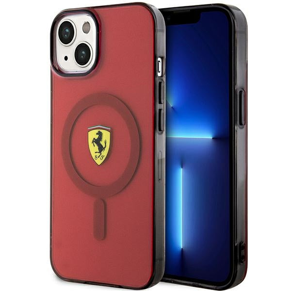 Ferrari skaidrus MagSafe dėklas iPhone 14 – raudonas