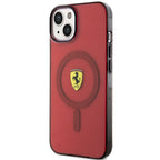 Ferrari skaidrus MagSafe dėklas iPhone 14 – raudonas