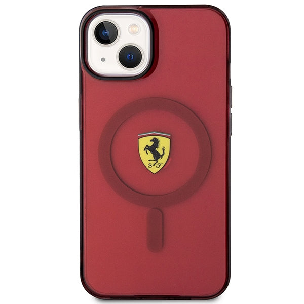Ferrari skaidrus MagSafe dėklas iPhone 14 – raudonas