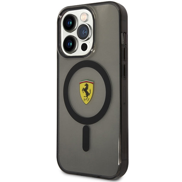 Ferrari permatomas MagSafe dėklas iPhone 14 Pro Max – juodas