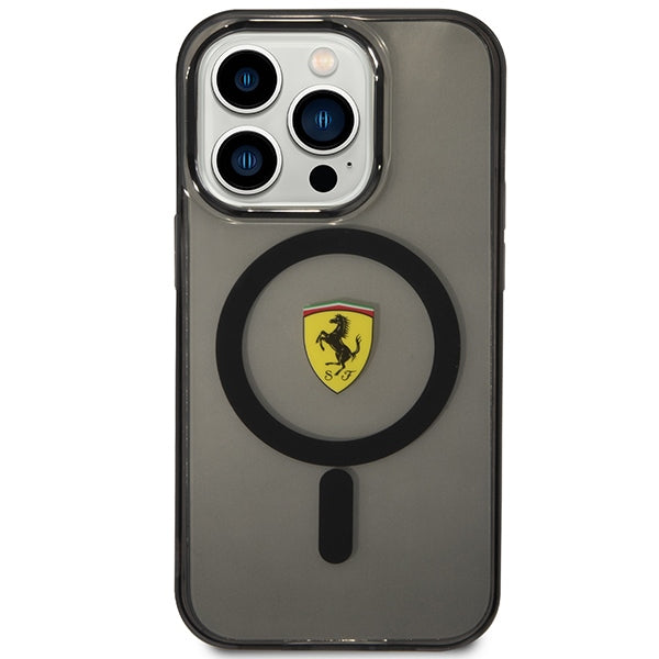 Ferrari permatomas MagSafe dėklas iPhone 14 Pro Max – juodas