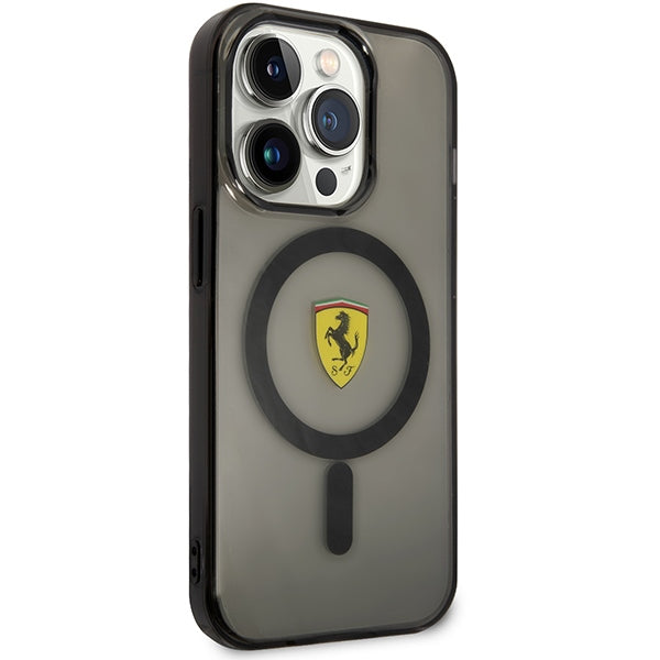 Ferrari permatomas MagSafe dėklas iPhone 14 Pro Max – juodas