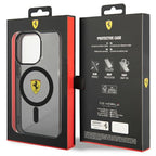 Ferrari permatomas MagSafe dėklas iPhone 14 Pro Max – juodas