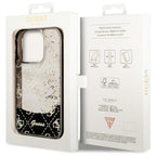 Guess dėklas iPhone 14 Pro – juodas, Liquid Glitter 4G
