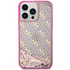 Guess blizgus dėklas iPhone 14 Pro – rožinis