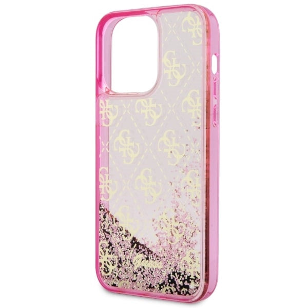 Guess blizgus dėklas iPhone 14 Pro – rožinis