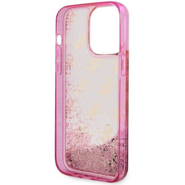 Guess blizgus dėklas iPhone 14 Pro – rožinis